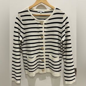 Cleo Black and White Striped Cardigan
